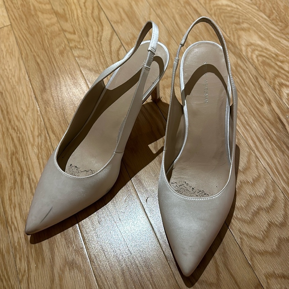 Stuart Weitzman Satin Slingback Pumps